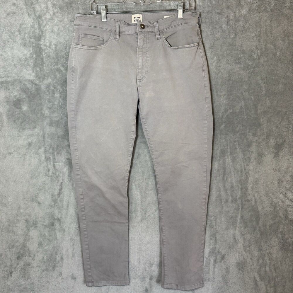 Flint and Tinder 33x32 (33x30) Gray Slim Straight Chino Pants Quiet Luxury READ